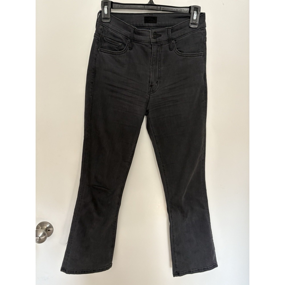 Mother Jeans Insider Crop Step Fray Ends Mid-Rise Black Dancing In The Dark 26